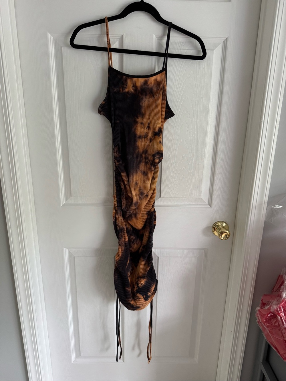 SHEIN Black and Brown Tie-Dye Ribbed Mini Dress